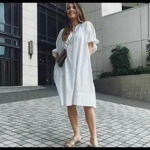 White  H&M poplin dress eyelet sleeves, new!